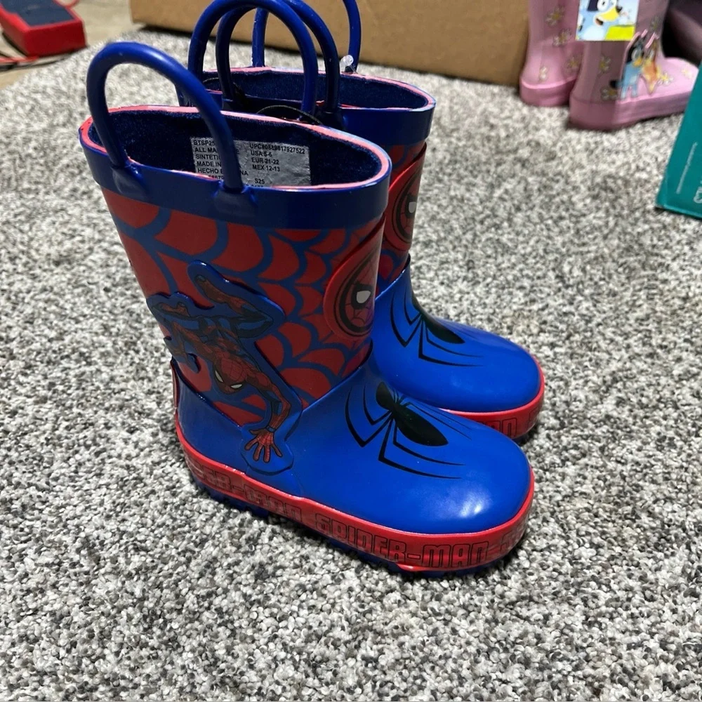 MARVEL SPIDERMAN Toddler Boy's RAIN BOOTS Waterproof New Style Size 5/6